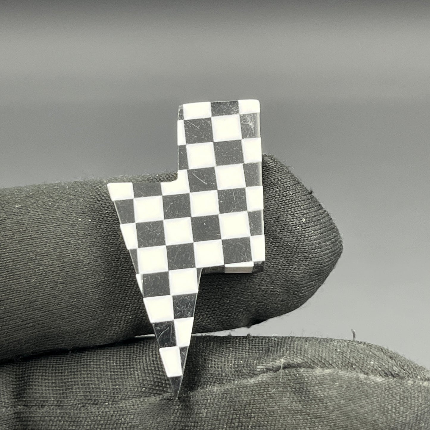 Black & White Checker Board Cabochon - Thunderbolt