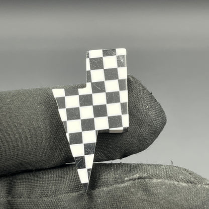 Black & White Checker Board Cabochon - Thunderbolt
