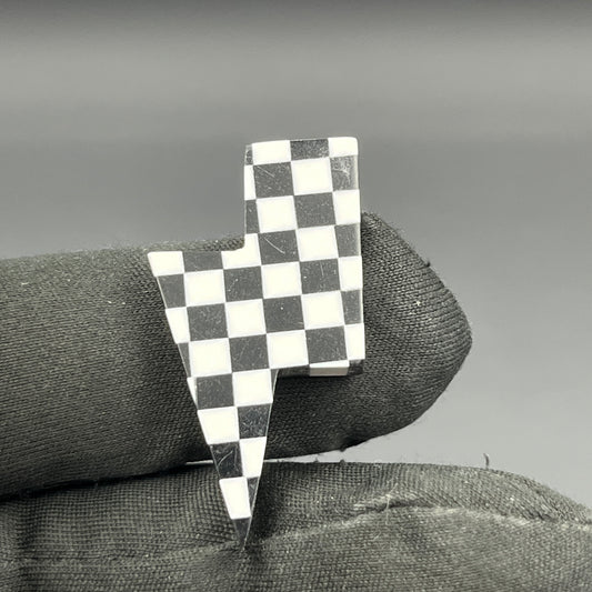 Black & White Checker Board Cabochon - Thunderbolt