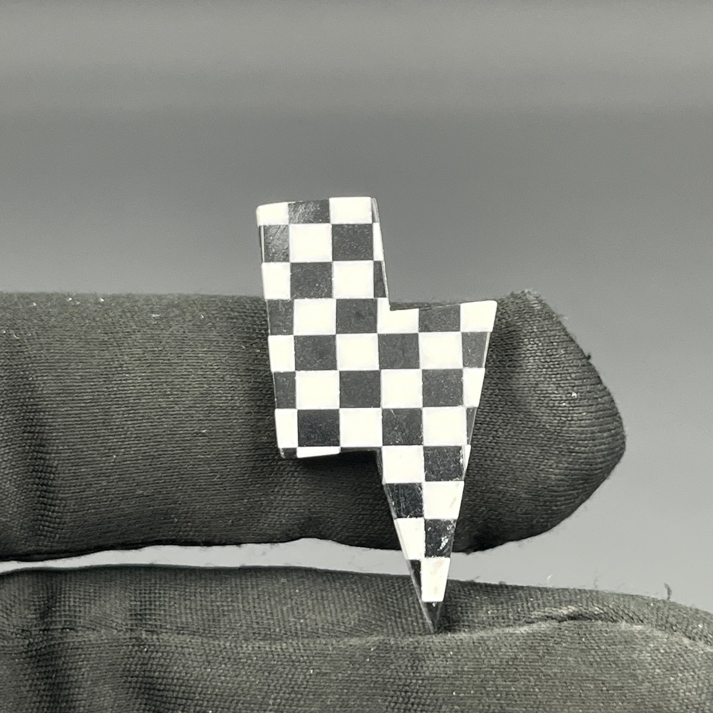 Black & White Checker Board Cabochon - Thunderbolt