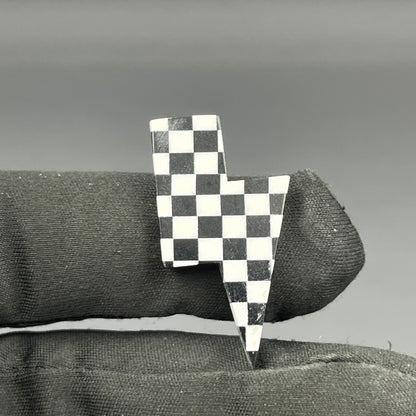 Black & White Checker Board Cabochon - Thunderbolt