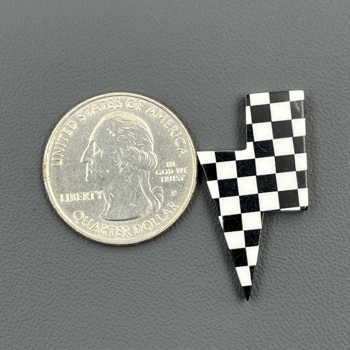 Black & White Checker Board Cabochon - Thunderbolt