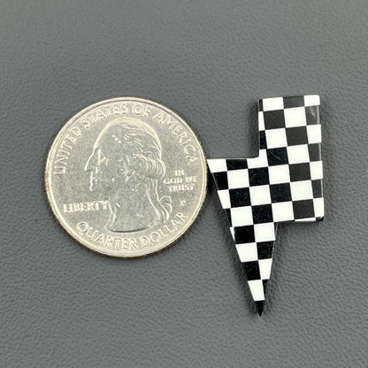 Black & White Checker Board Cabochon - Thunderbolt