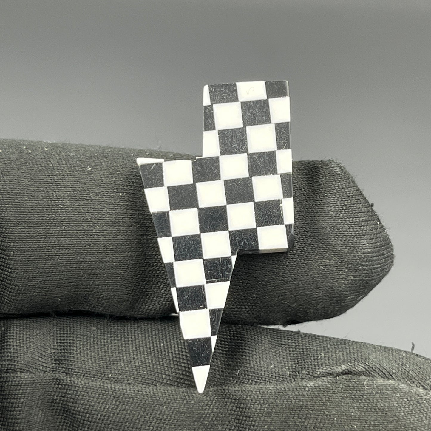 Black & White Checker Board Cabochon - Thunderbolt