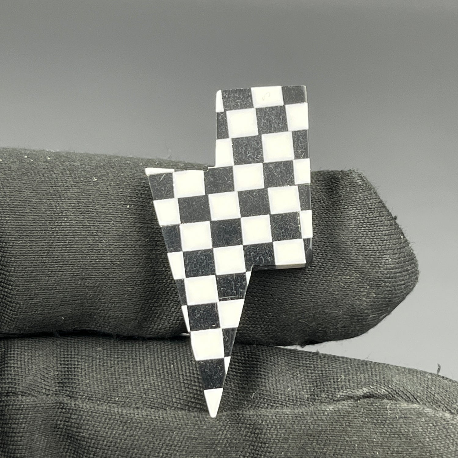Black & White Checker Board Cabochon - Thunderbolt