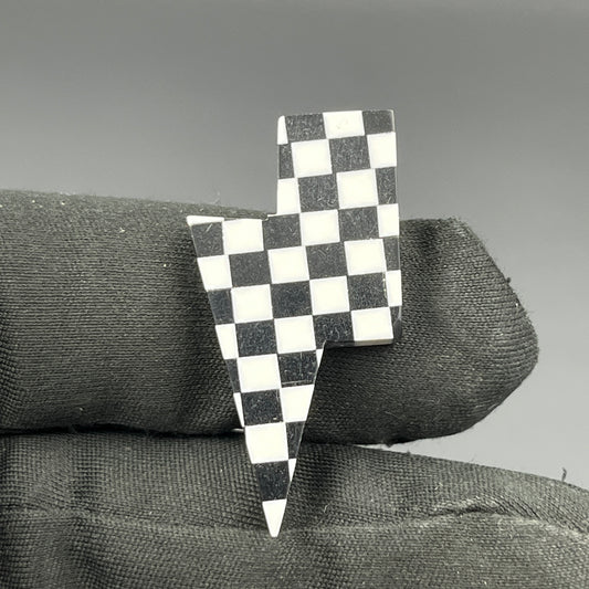 Black & White Checker Board Cabochon - Thunderbolt