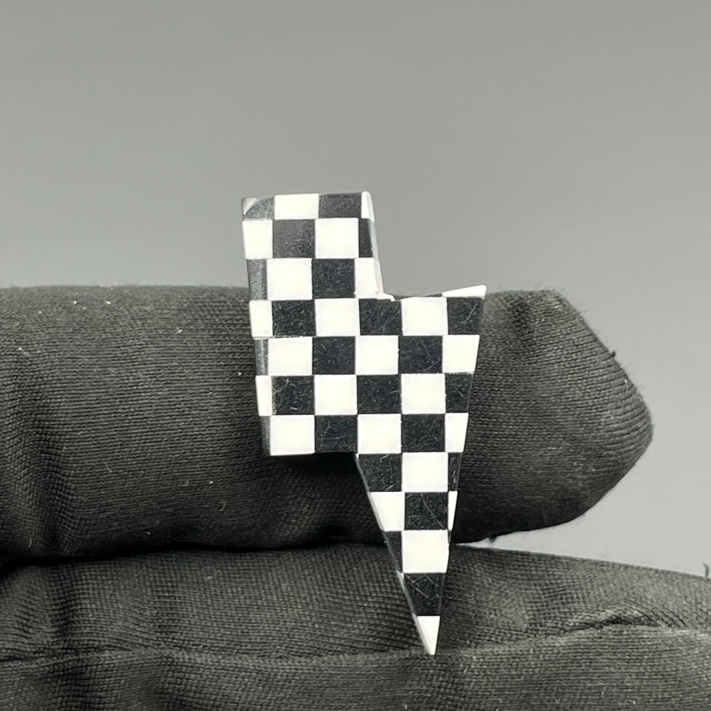 Black & White Checker Board Cabochon - Thunderbolt