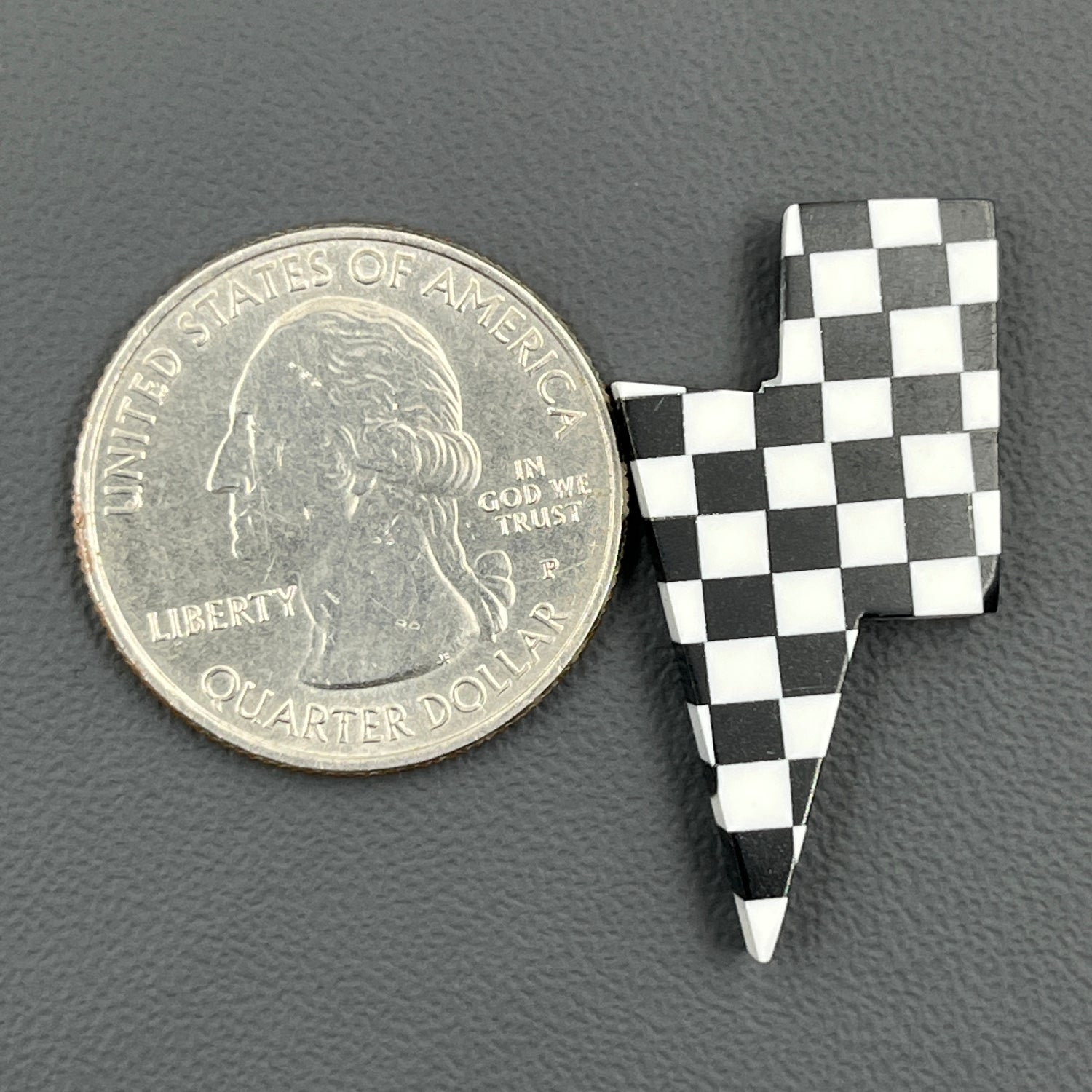 Black & White Checker Board Cabochon - Thunderbolt