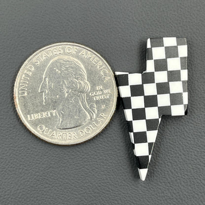 Black & White Checker Board Cabochon - Thunderbolt
