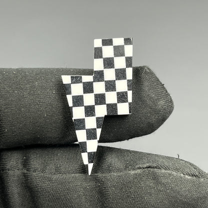 Black & White Checker Board Cabochon - Thunderbolt