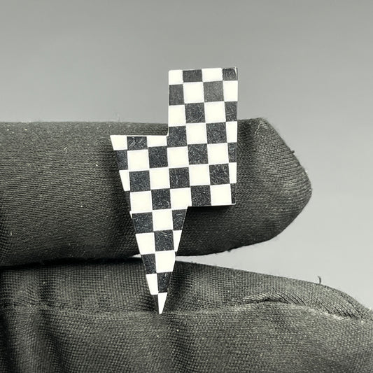 Black & White Checker Board Cabochon - Thunderbolt