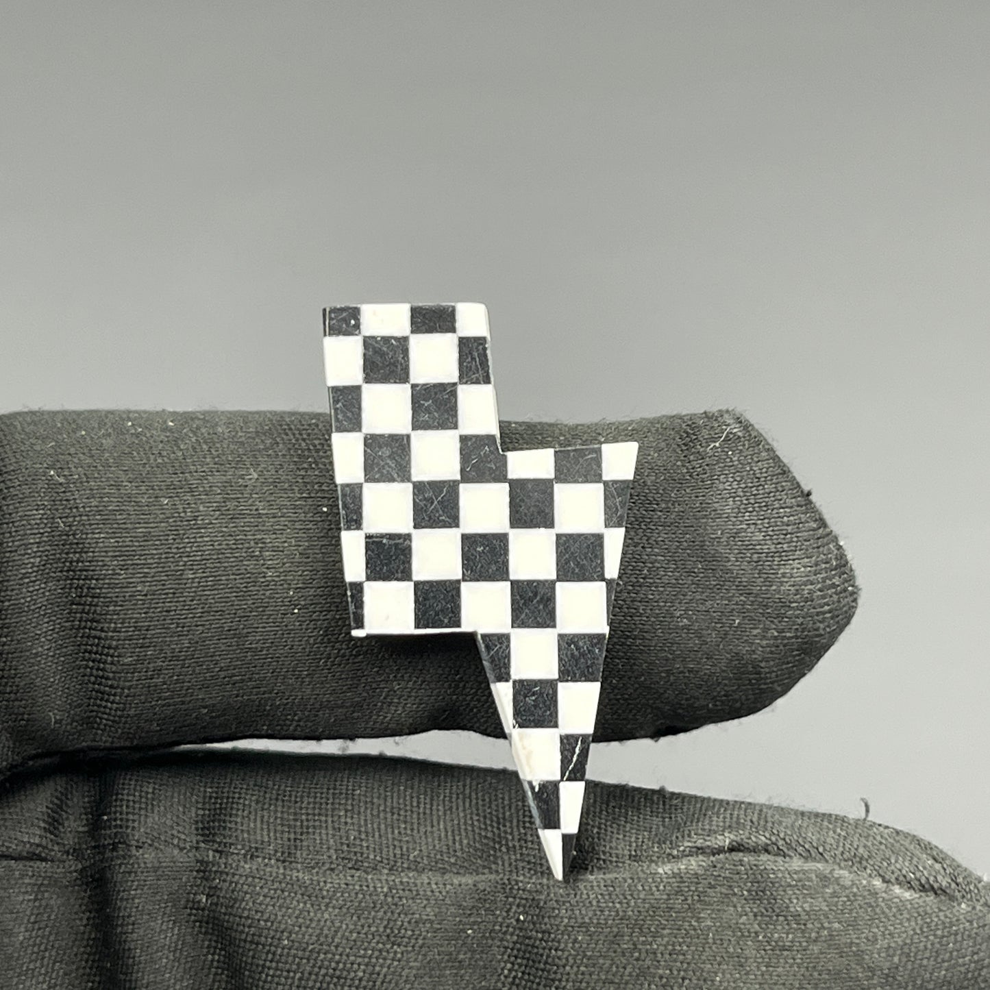 Black & White Checker Board Cabochon - Thunderbolt