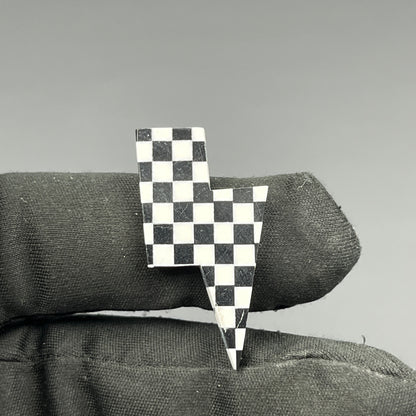 Black & White Checker Board Cabochon - Thunderbolt