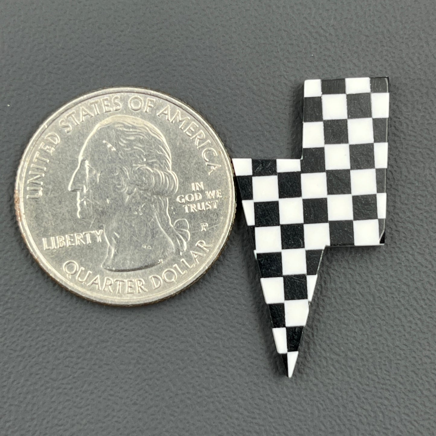 Black & White Checker Board Cabochon - Thunderbolt