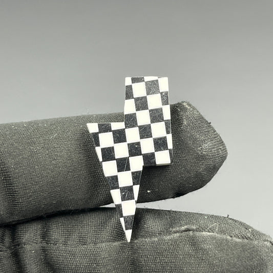 Black & White Checker Board Cabochon - Thunderbolt