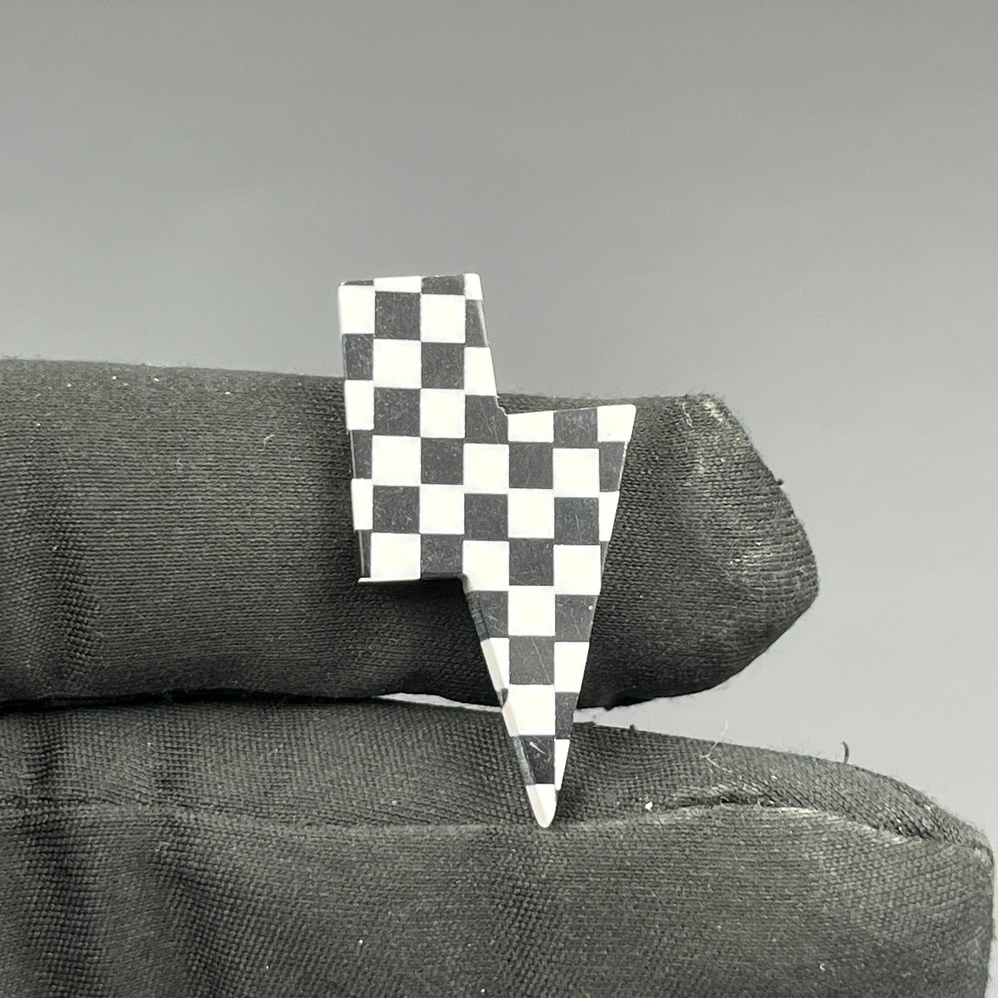 Black & White Checker Board Cabochon - Thunderbolt
