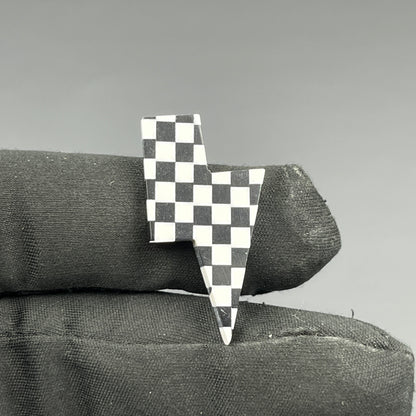 Black & White Checker Board Cabochon - Thunderbolt