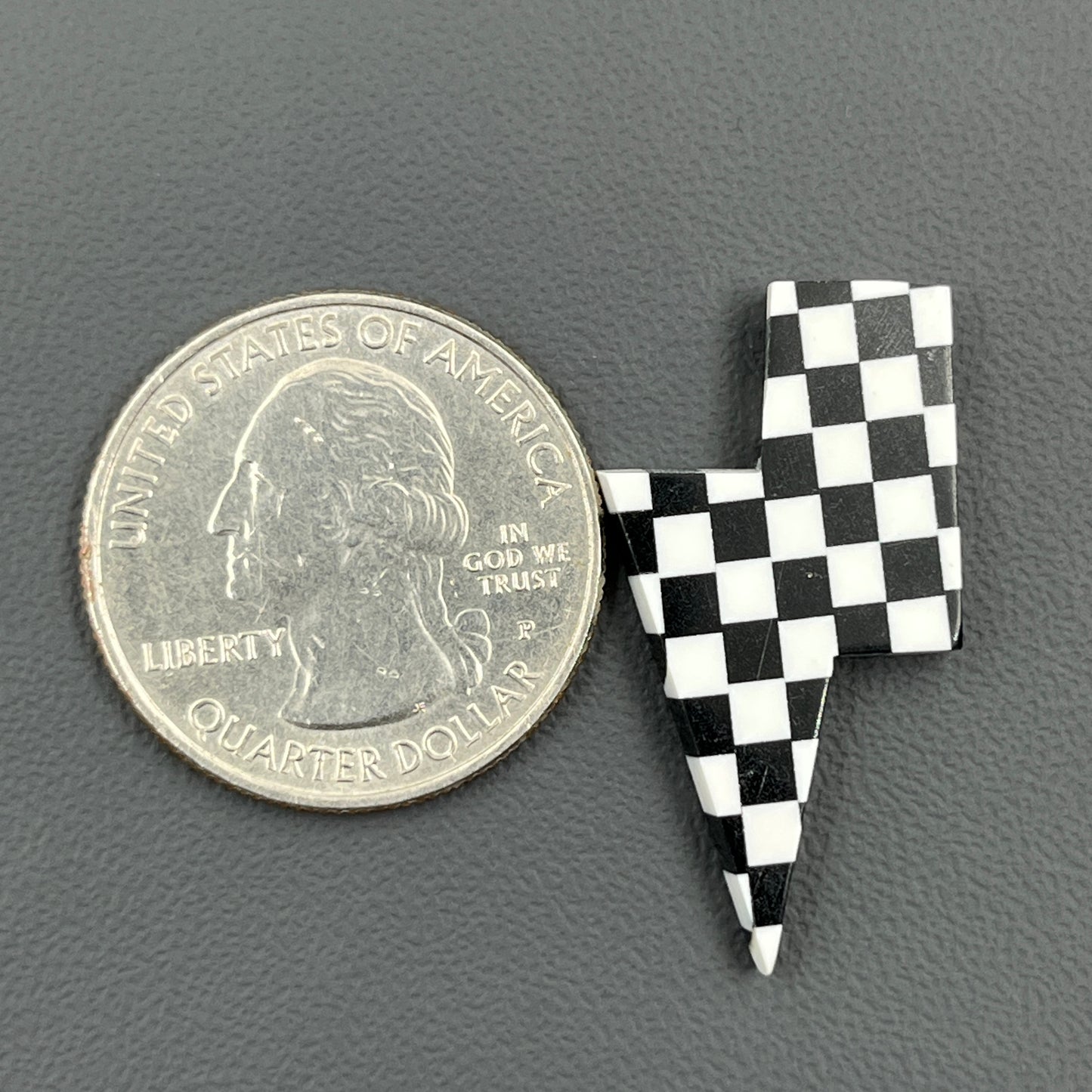 Black & White Checker Board Cabochon - Thunderbolt