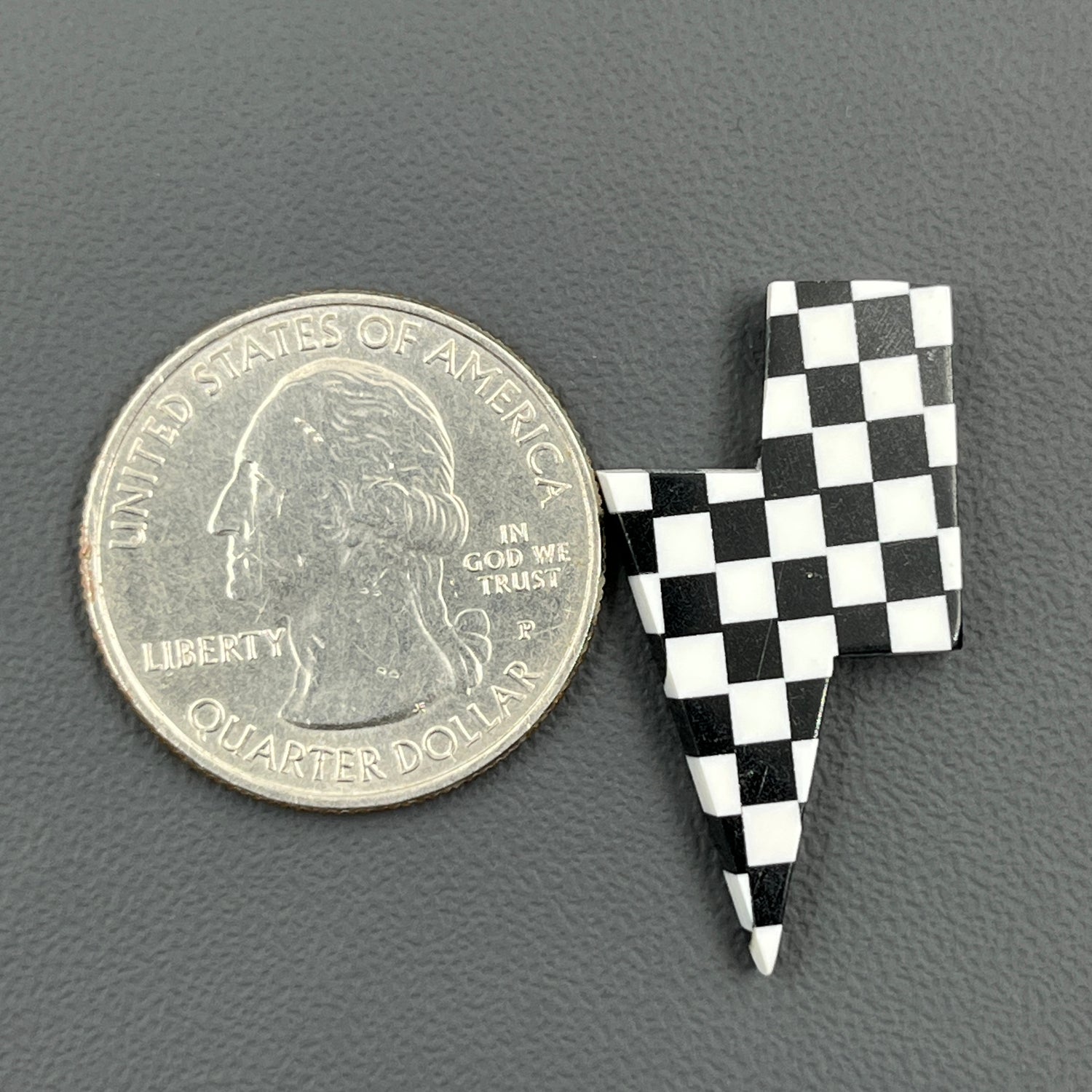 Black & White Checker Board Cabochon - Thunderbolt