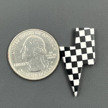 Black & White Checker Board Cabochon - Thunderbolt