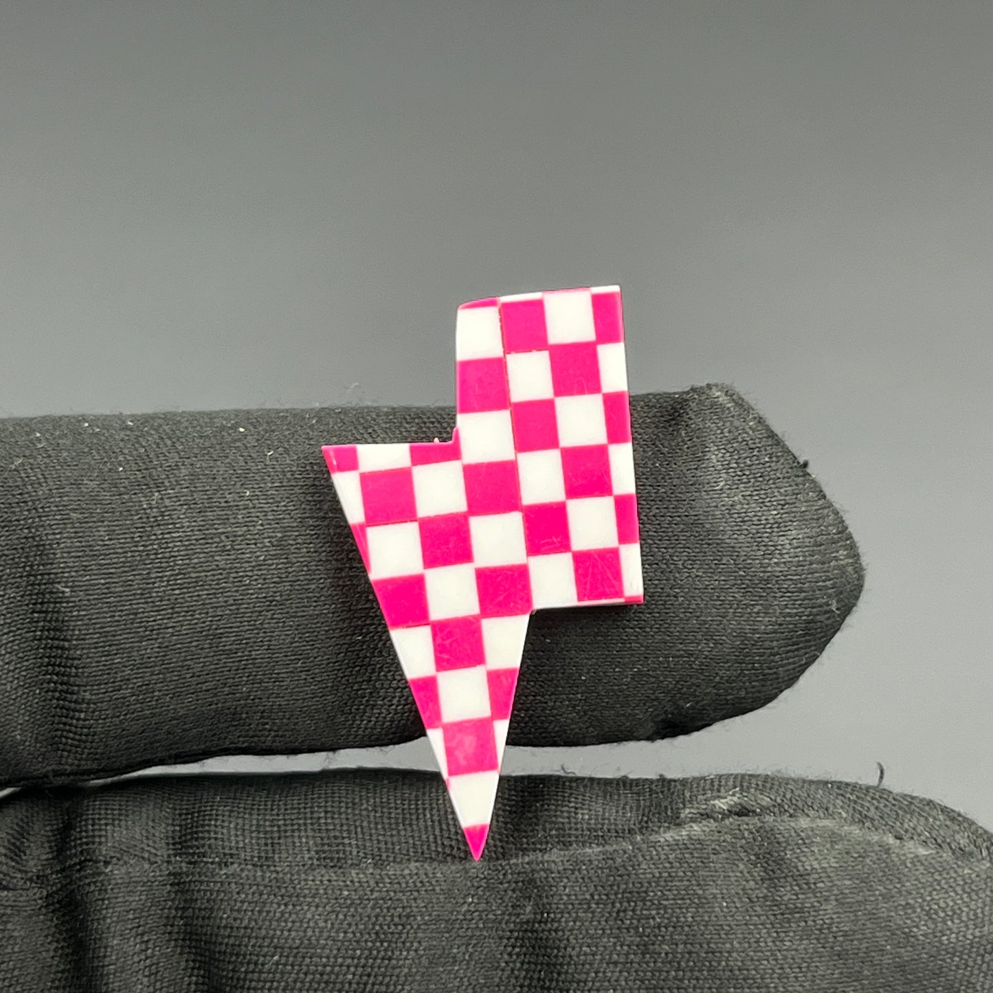 Pink & White Checker Board Cabochon - Thunderbolt