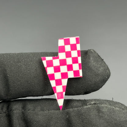 Pink & White Checker Board Cabochon - Thunderbolt