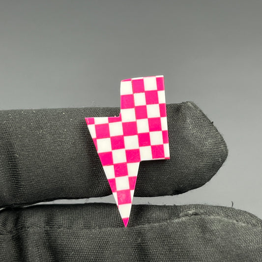 Pink & White Checker Board Cabochon - Thunderbolt