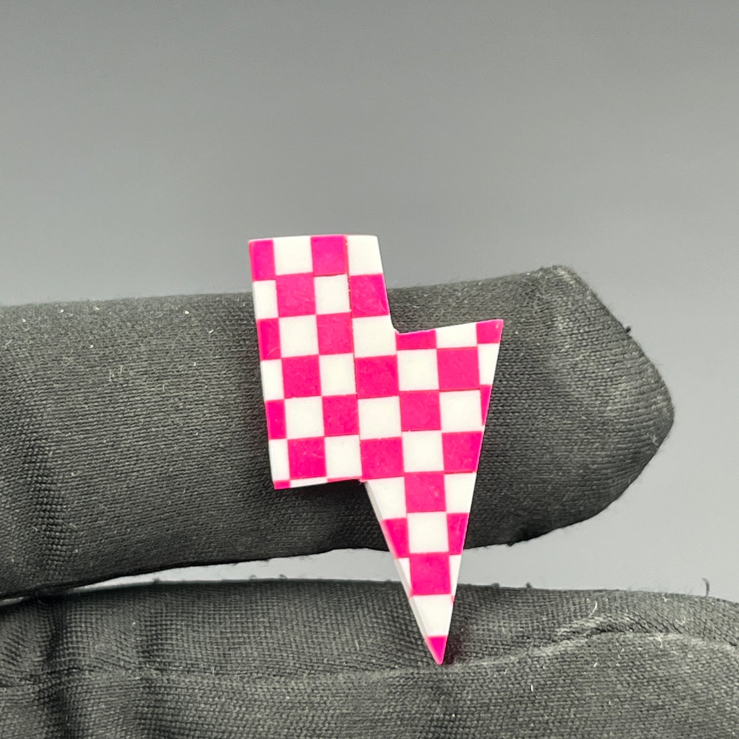 Pink & White Checker Board Cabochon - Thunderbolt