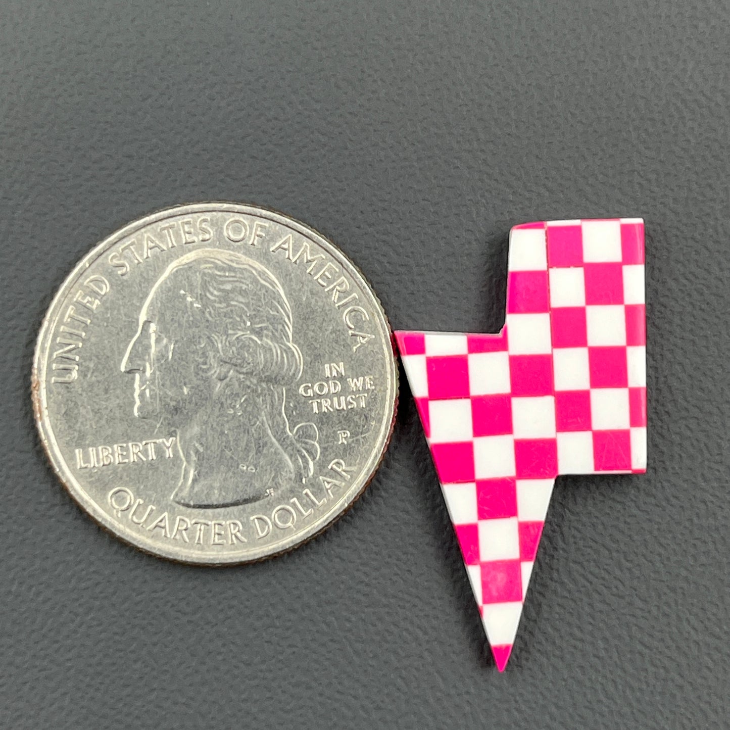 Pink & White Checker Board Cabochon - Thunderbolt