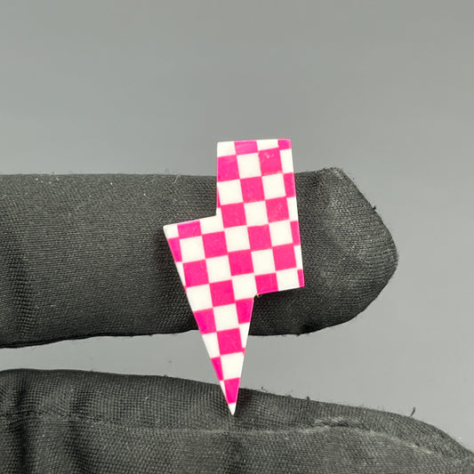 Pink & White Checker Board Cabochon - Thunderbolt