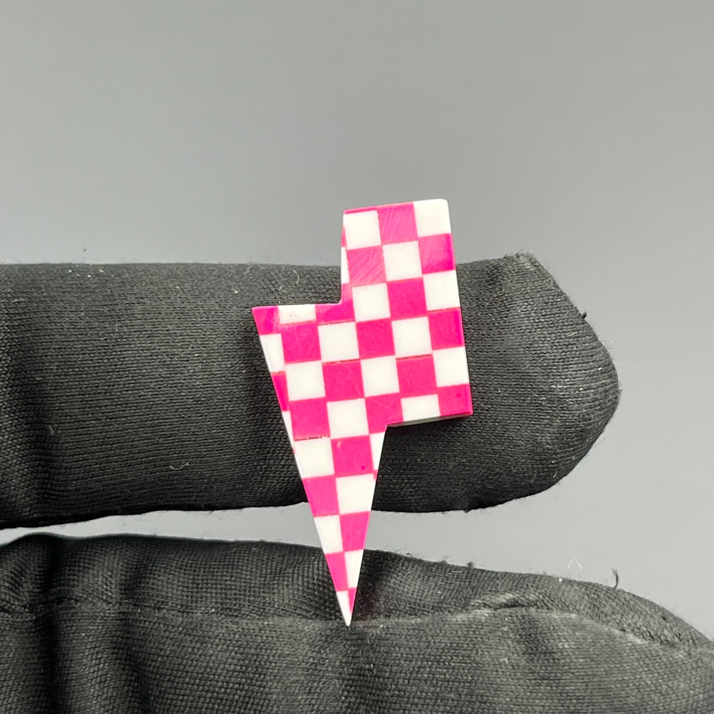 Pink & White Checker Board Cabochon - Thunderbolt