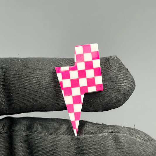 Pink & White Checker Board Cabochon - Thunderbolt