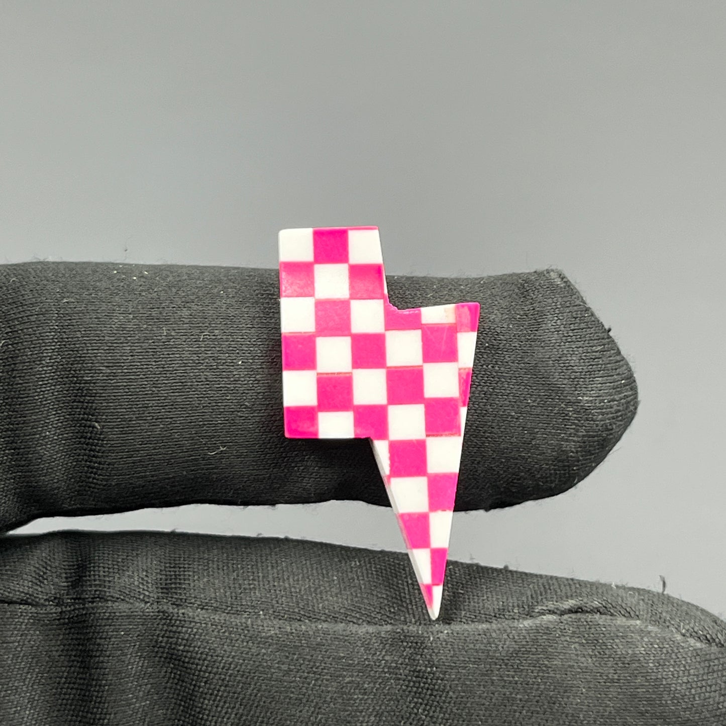 Pink & White Checker Board Cabochon - Thunderbolt