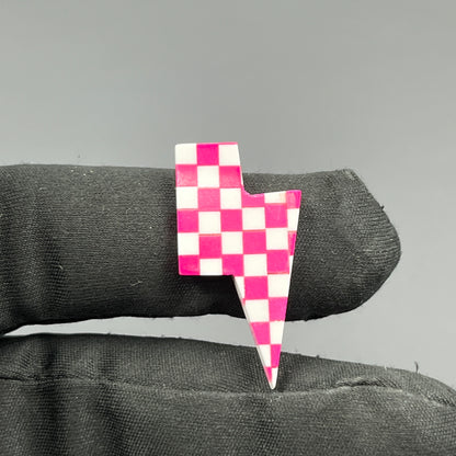 Pink & White Checker Board Cabochon - Thunderbolt
