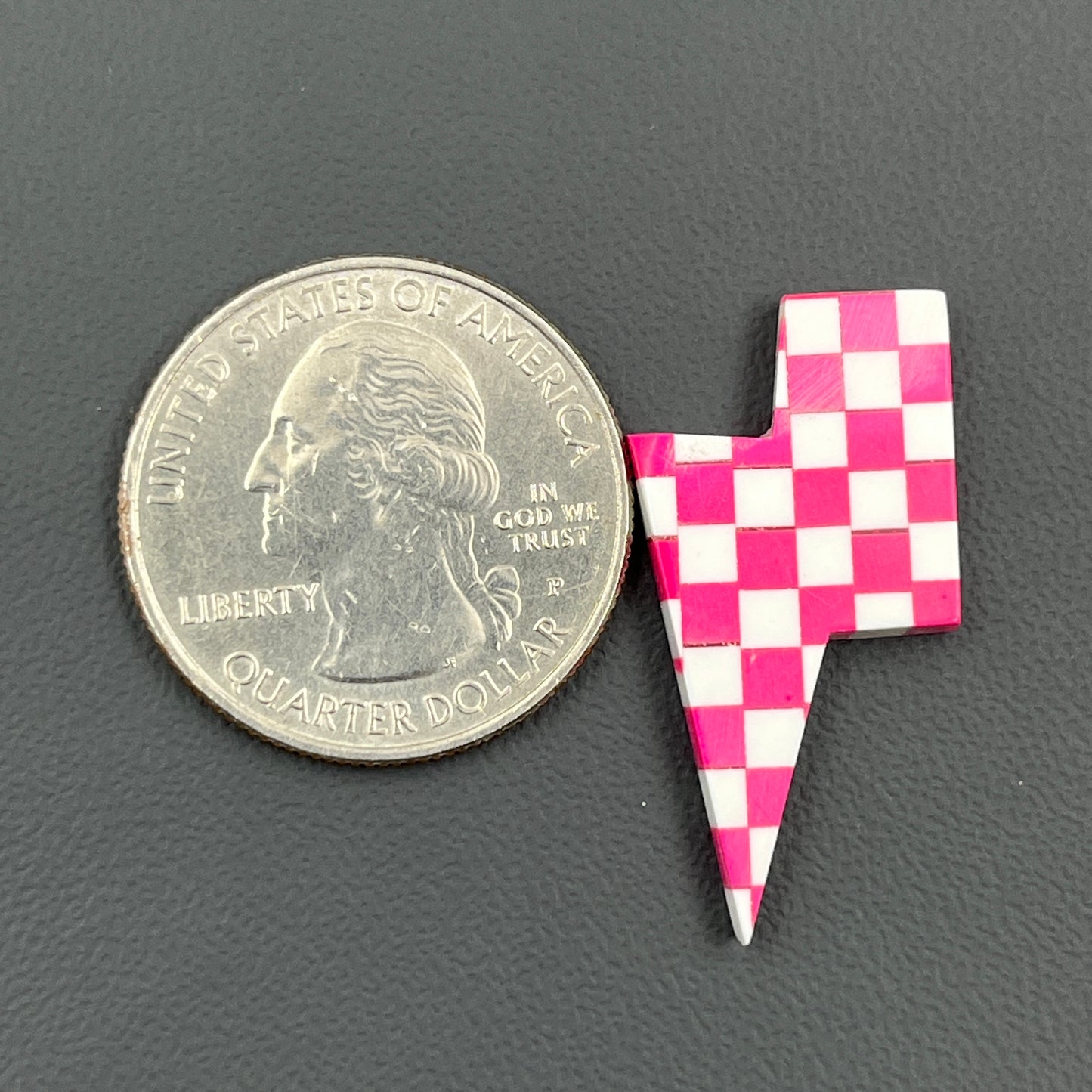 Pink & White Checker Board Cabochon - Thunderbolt