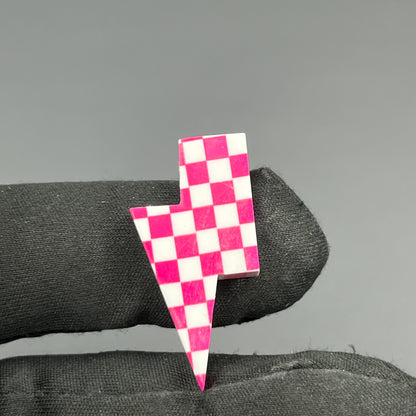 Pink & White Checker Board Cabochon - Thunderbolt