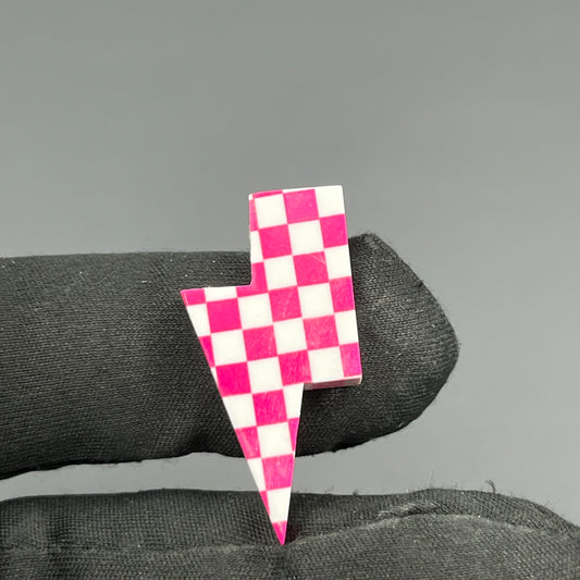 Pink & White Checker Board Cabochon - Thunderbolt