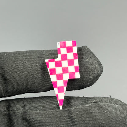 Pink & White Checker Board Cabochon - Thunderbolt