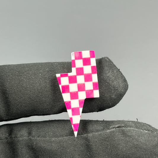 Pink & White Checker Board Cabochon - Thunderbolt