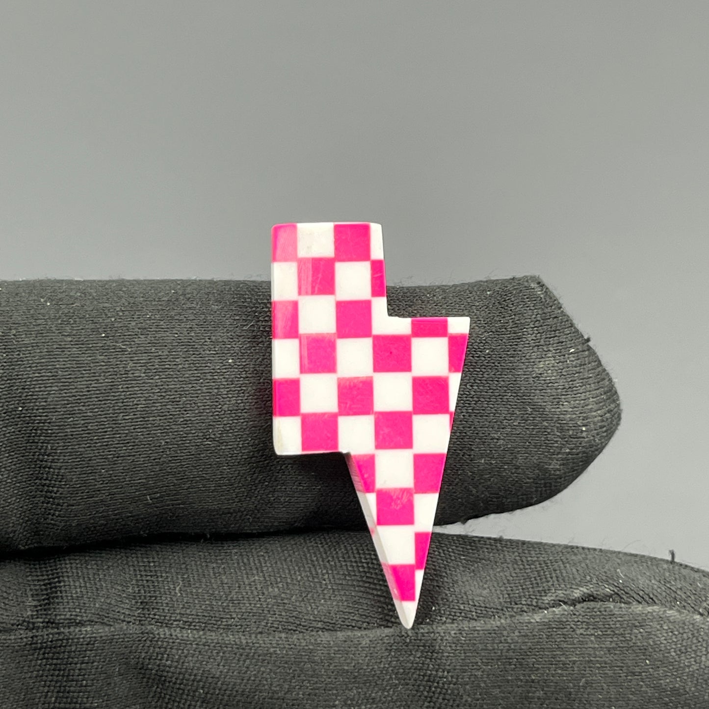Pink & White Checker Board Cabochon - Thunderbolt