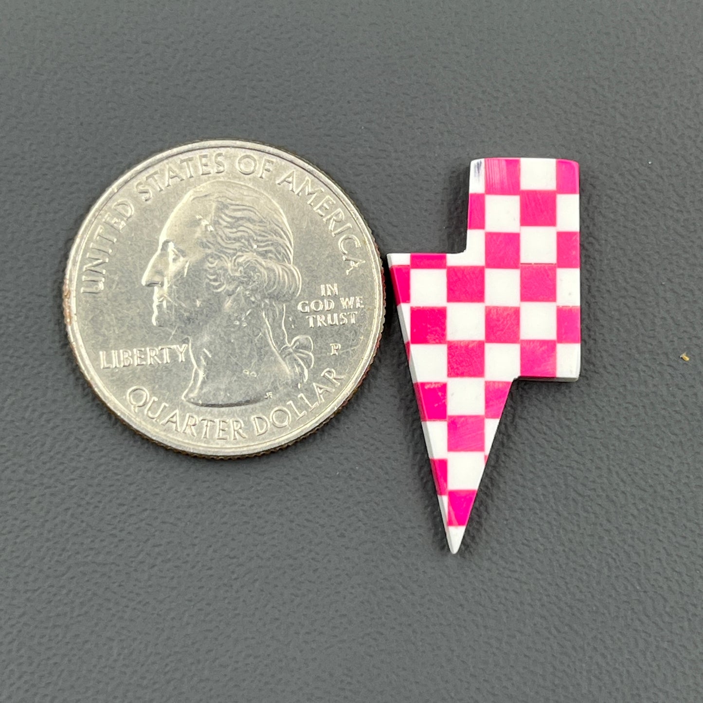 Pink & White Checker Board Cabochon - Thunderbolt