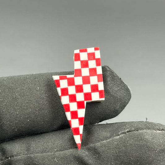 Red & White Checker Board Cabochon - Thunderbolt