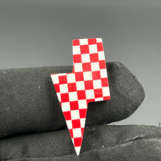 Red & White Checker Board Cabochon - Thunderbolt