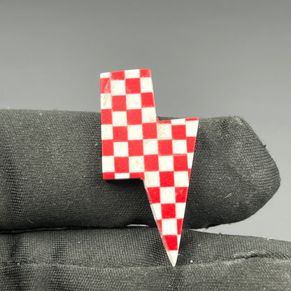Red & White Checker Board Cabochon - Thunderbolt