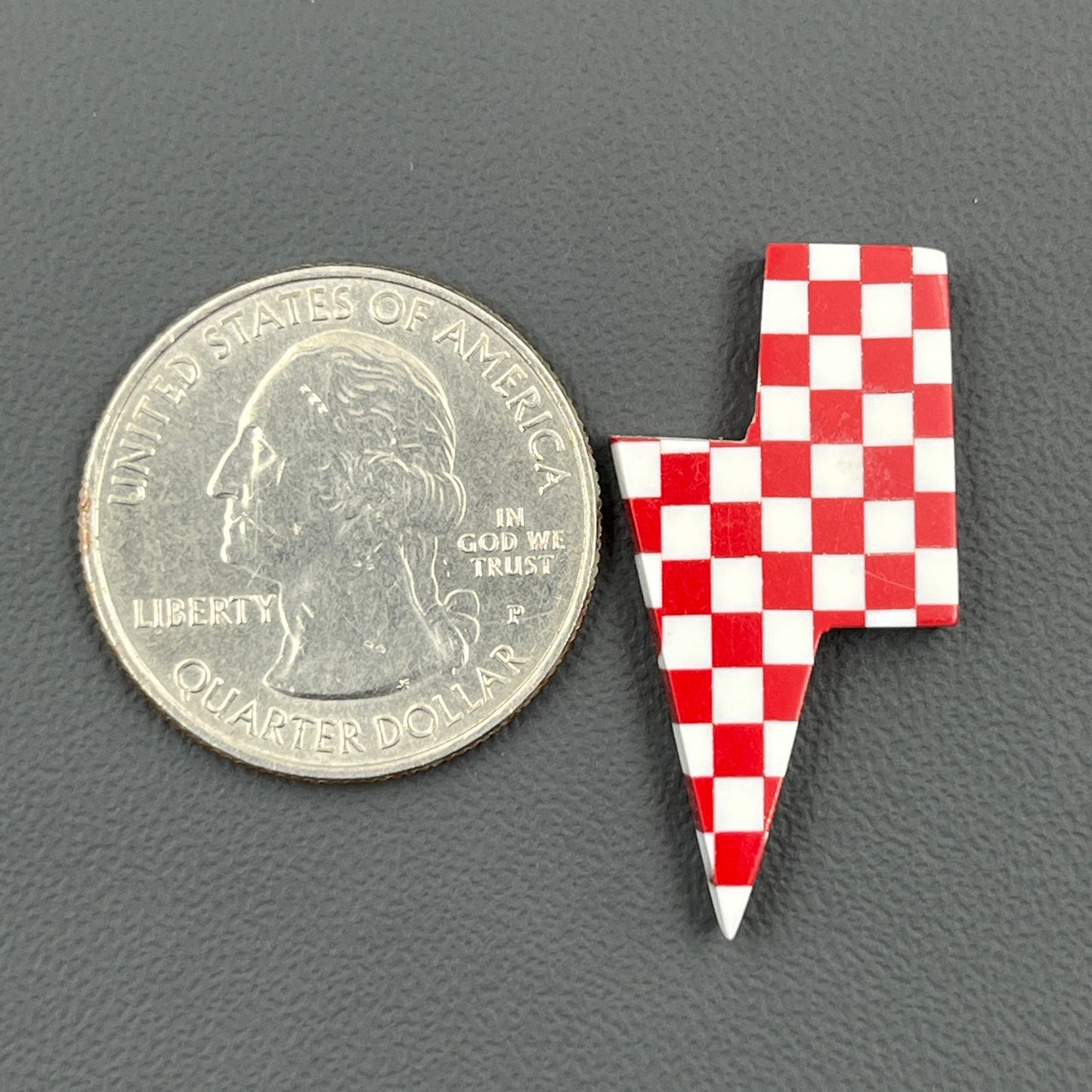 Red & White Checker Board Cabochon - Thunderbolt