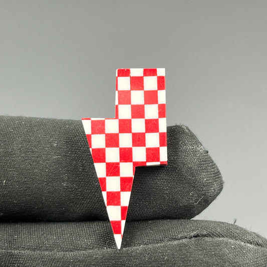 Red & White Checker Board Cabochon - Thunderbolt