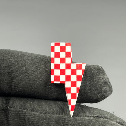 Red & White Checker Board Cabochon - Thunderbolt
