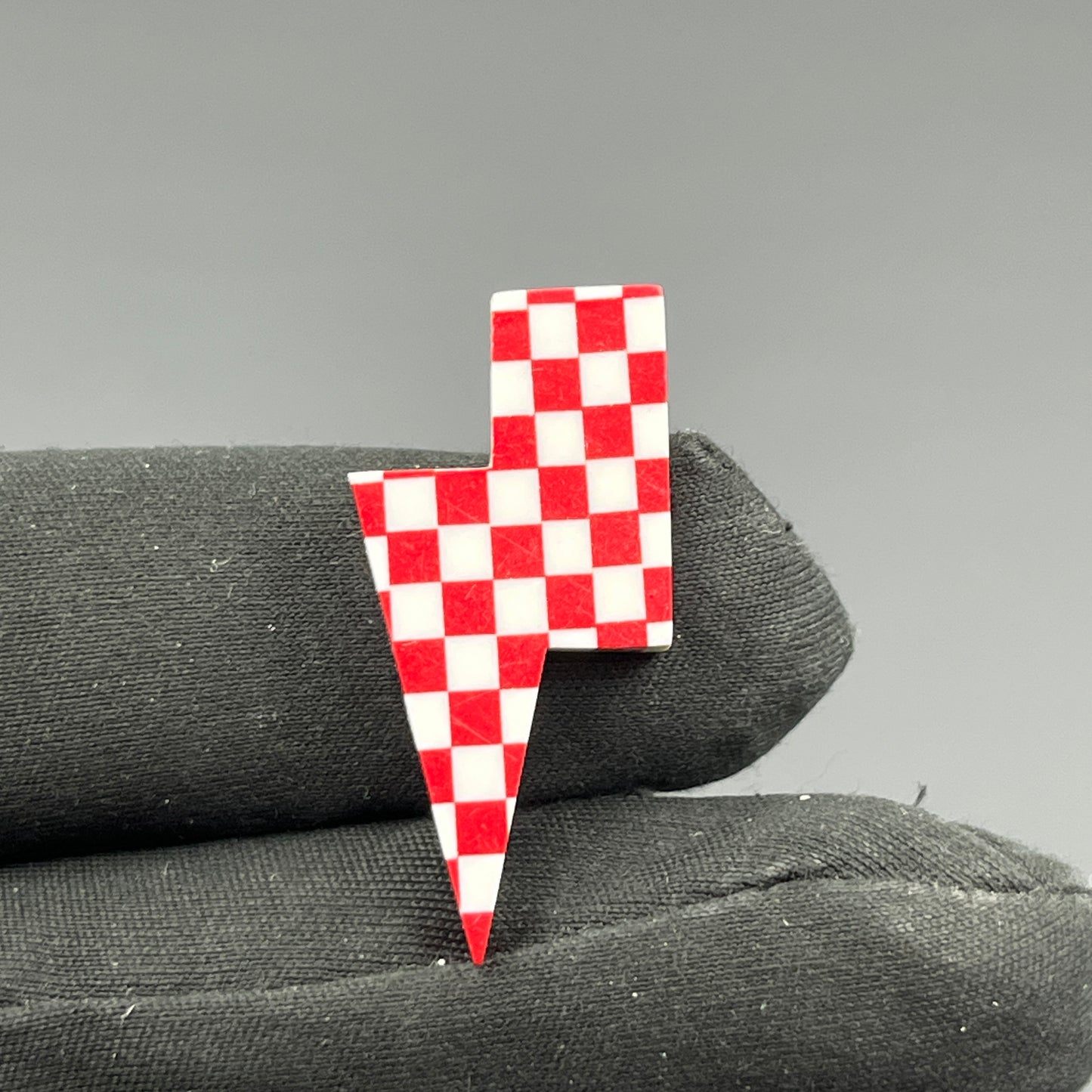 Red & White Checker Board Cabochon - Thunderbolt