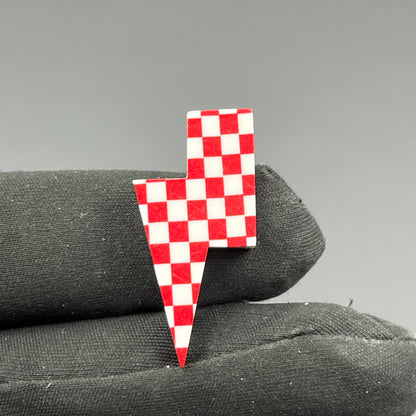 Red & White Checker Board Cabochon - Thunderbolt