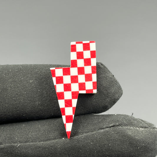Red & White Checker Board Cabochon - Thunderbolt